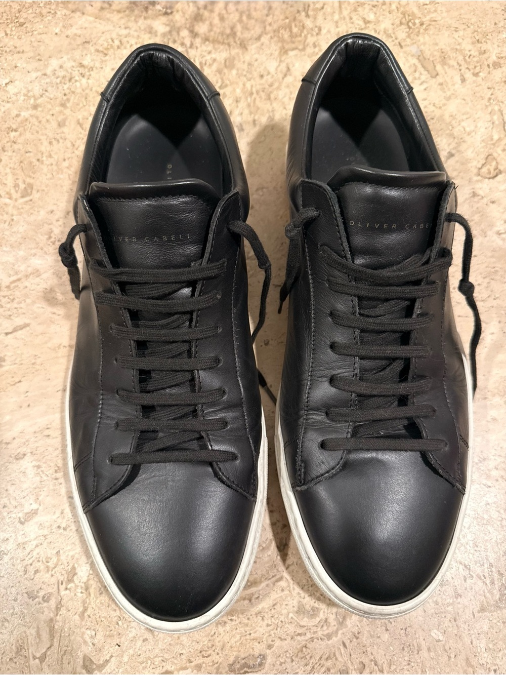 OLIVER CABELL Low 1 DS Black Leather Low-Top Sneakers
